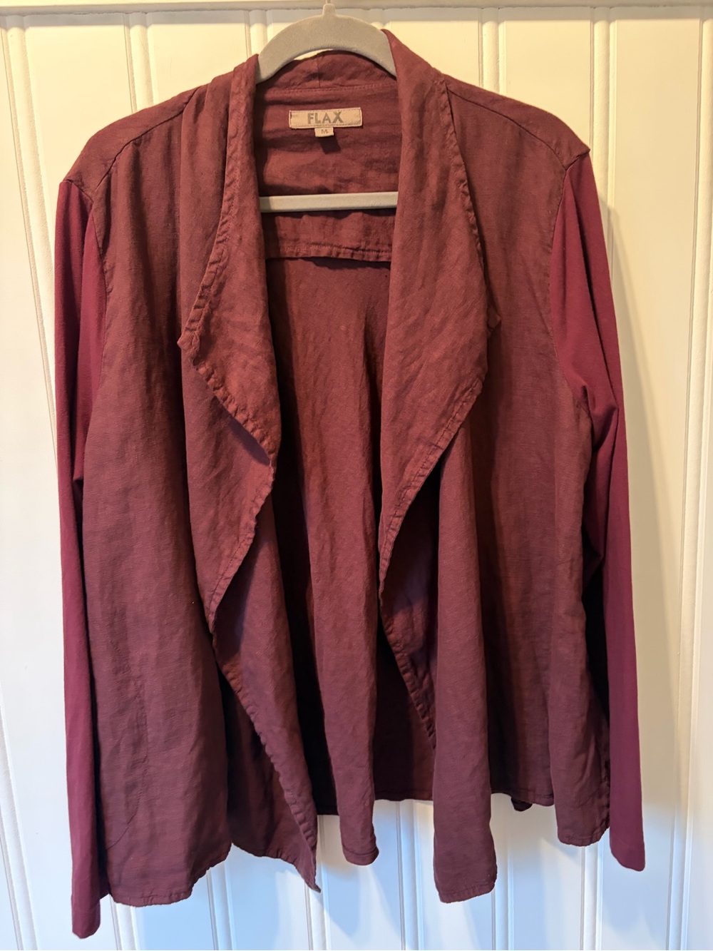 Flax Open-front Drape Cardigan Linen Cotton Blend Sleeves Size Medium - Picture 2 of 11